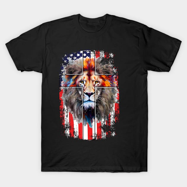 Lion Of Judah Lion Cross Christian Faith Jesus Hebrew Lion T-Shirt by smartrocket